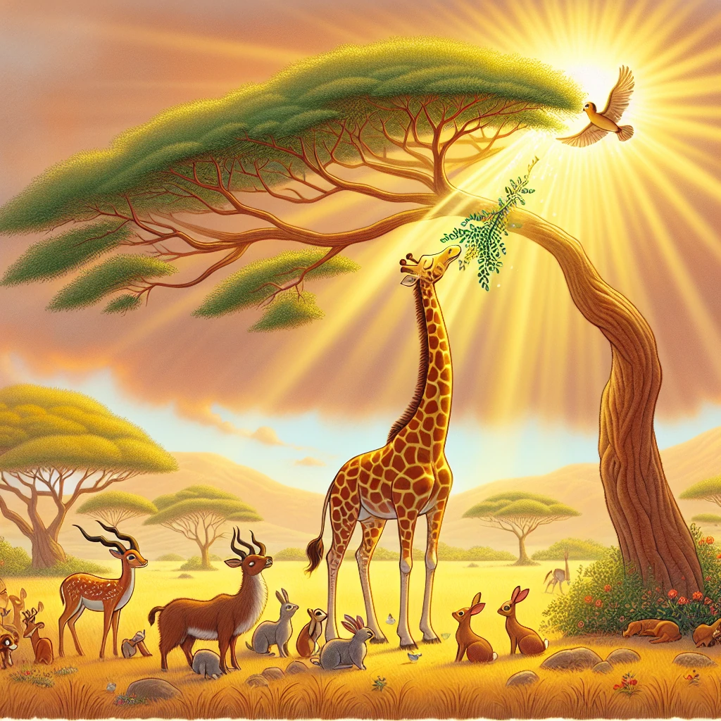 How the Giraffe Got His Long Neck illustration