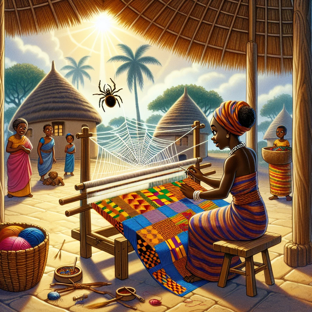 The Origin of Cloth Weaving illustration