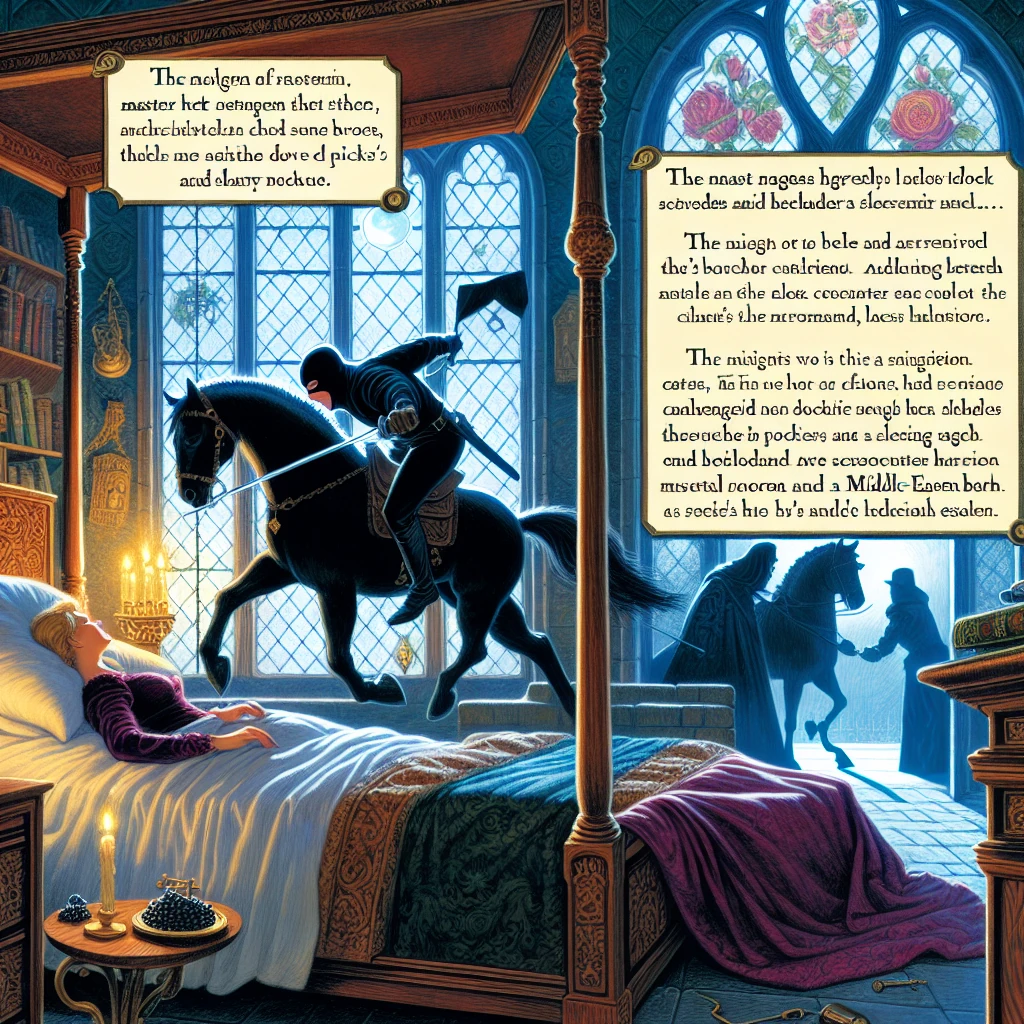 A skilled thief in dark clothing performing an elaborate heist while guards sleep around him