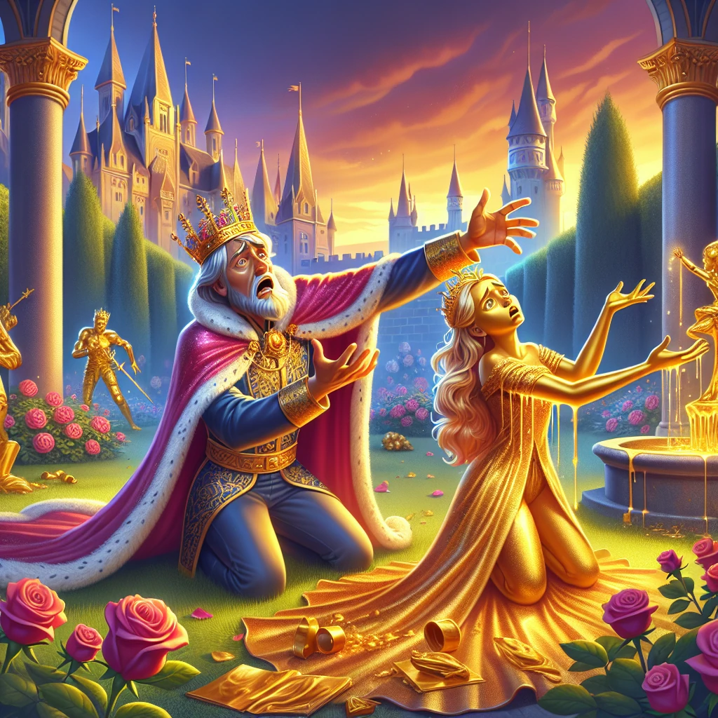 King Midas touching his daughter as she turns to gold