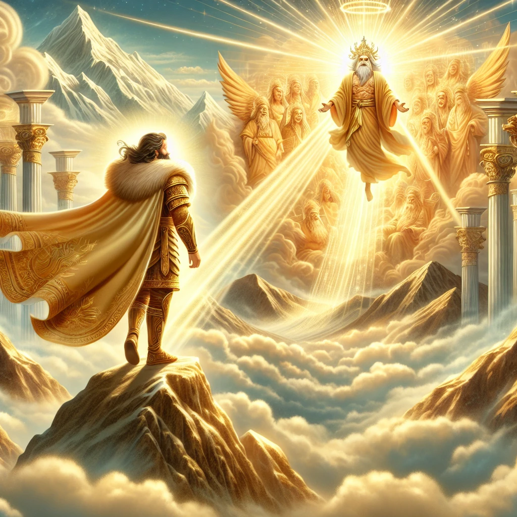 Heracles ascending to Mount Olympus