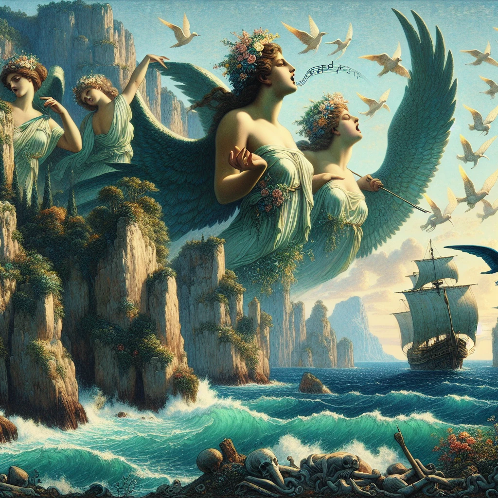 The Sirens singing from their island