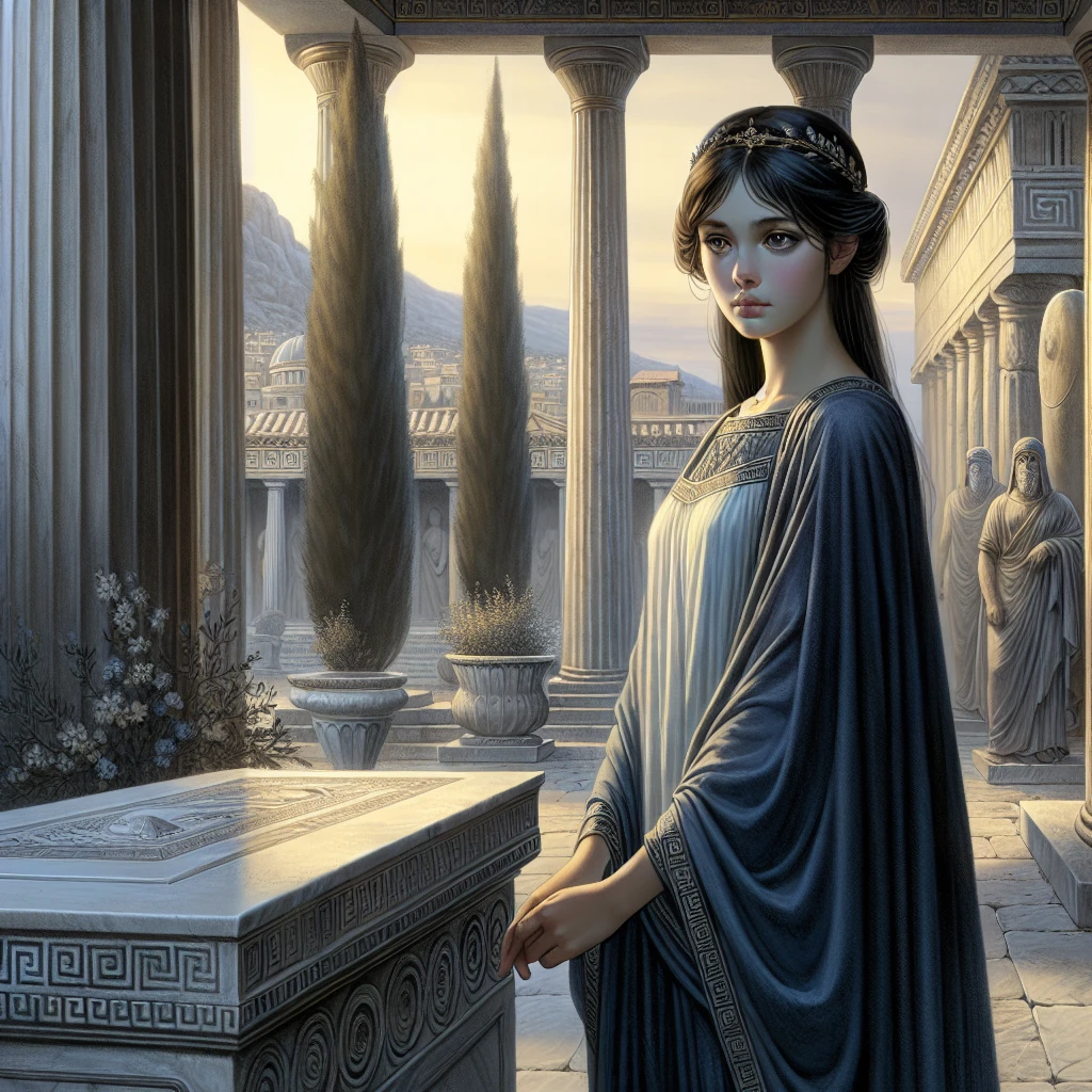 Electra mourning her father and seeking justice