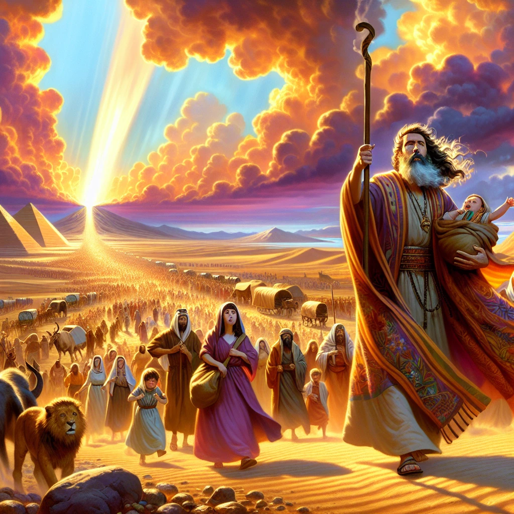 Moses leading the Israelites out of Egypt