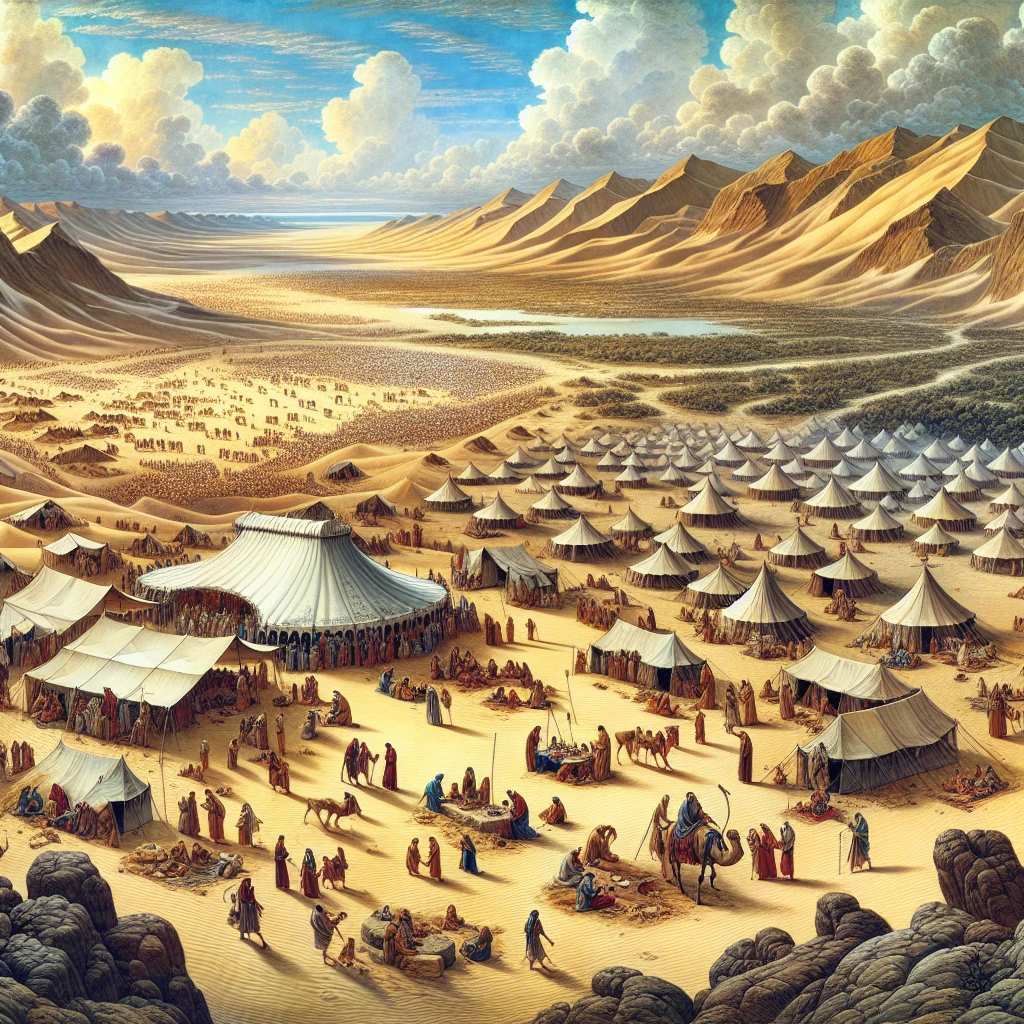 The Israelites wandering in the wilderness for forty years